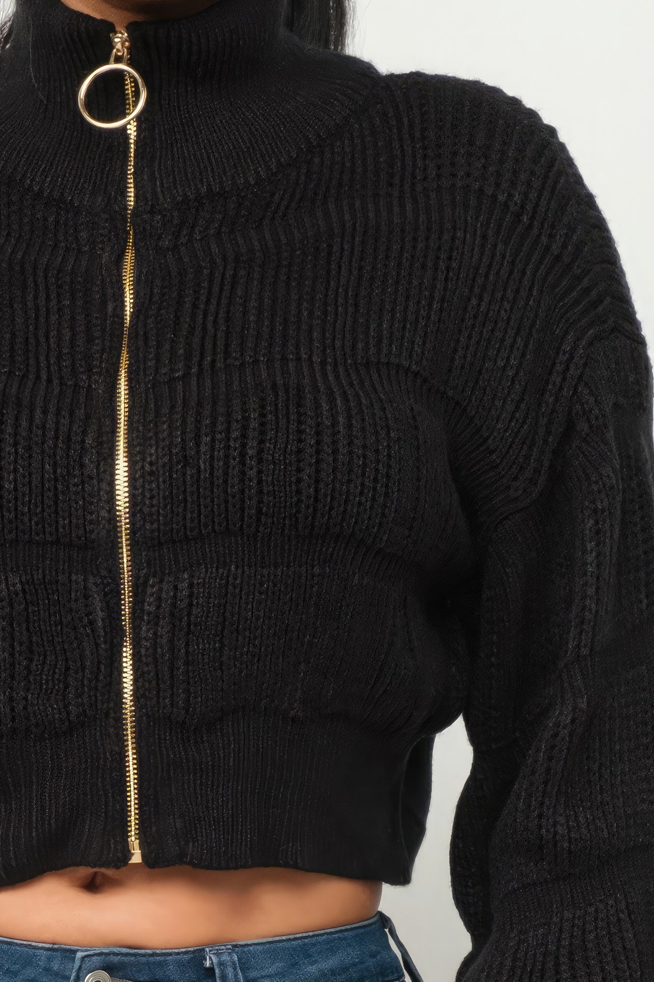 Michelin Sweater Top W/ Front Zipper - Supreme Deals