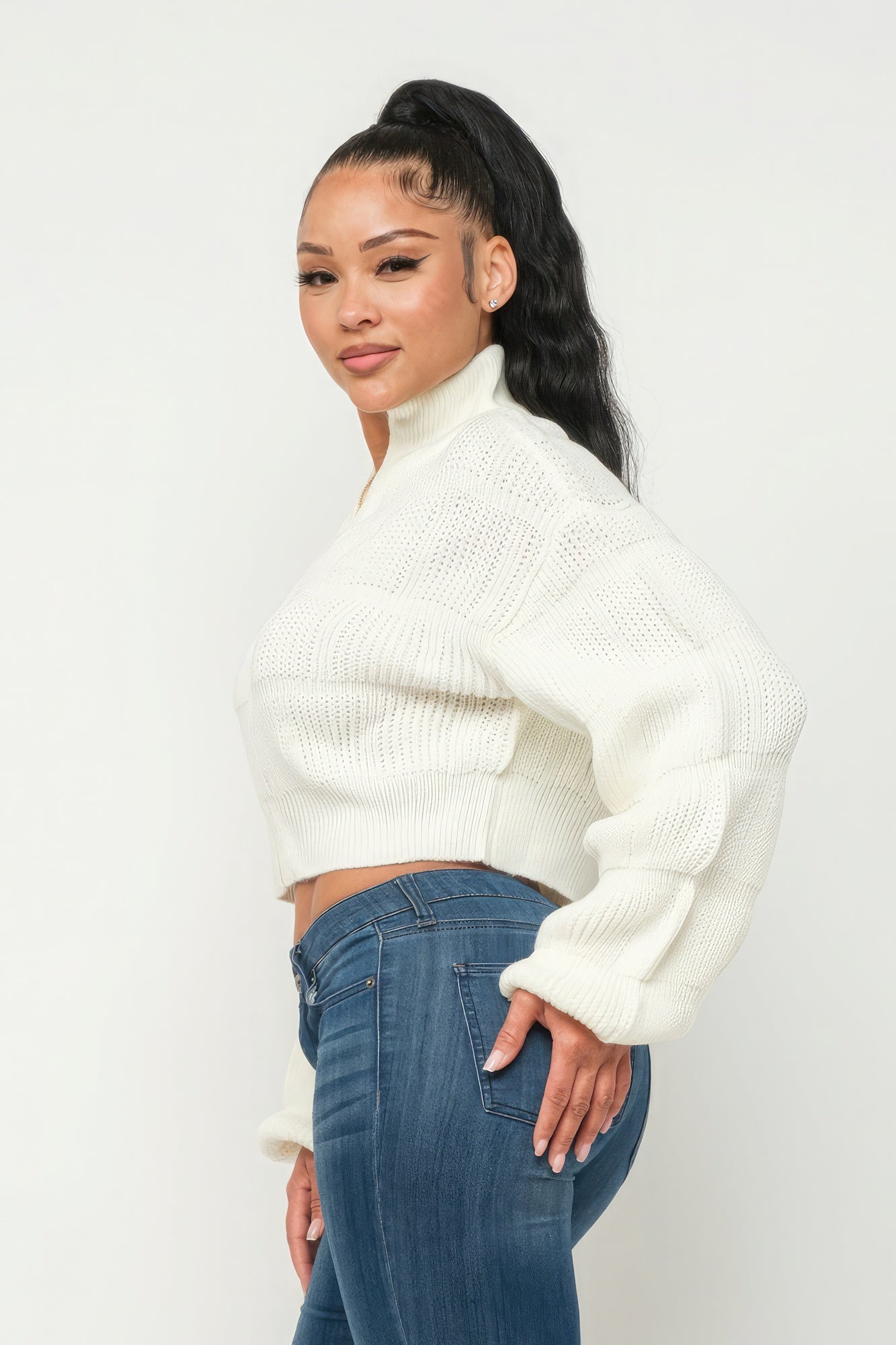Sweater Top W/ Front Zipper - Supreme Deals