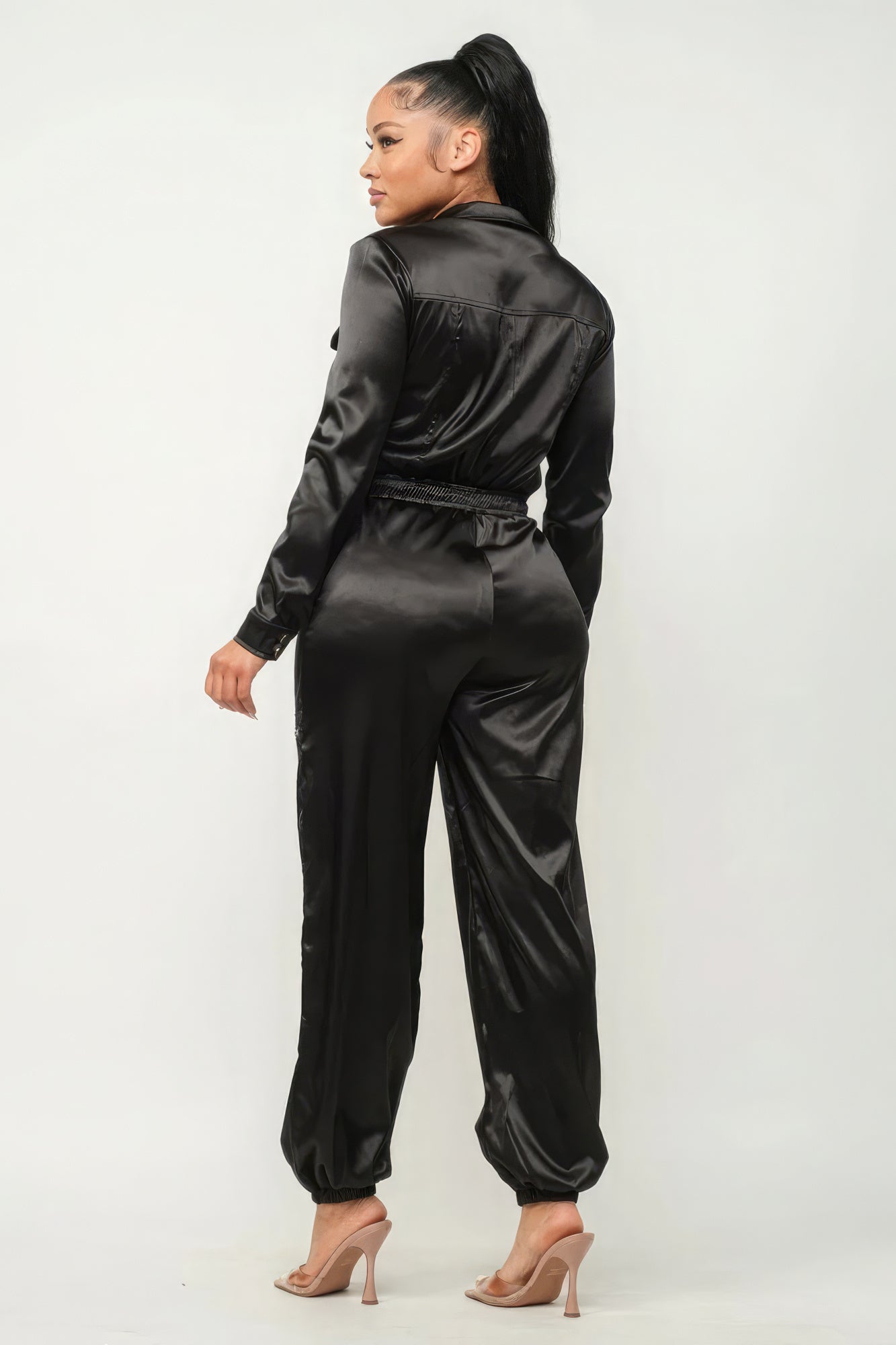 Front Zipper Pockets Top And Pants Jumpsuit - Supreme Deals
