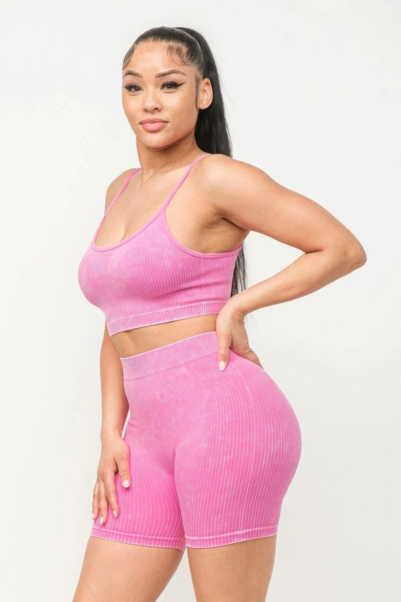 Washed Seamless Basic Tank Top And Shorts Set - Supreme Deals