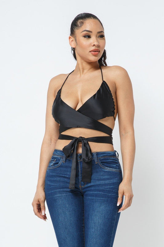 Satin Wrap Around Top - Supreme Deals